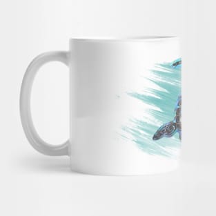 Turtle  with paua shell background in water Mug